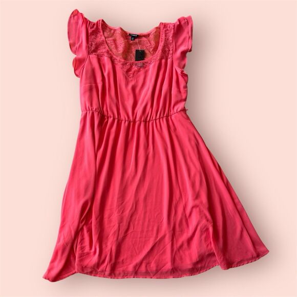 Torrid Dresses & Skirts - Torrid Dress Womens 2X Pink Flutter Sleeve Midi Lace Feminine Soft Girl NEW NWT